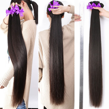 Rosa Beauty 8 to 28 30 40 Inch Natural Color Brazilian Hair Weave 1 3 4 Bundles Straight 100% Remy Human Hair Extensions Weft