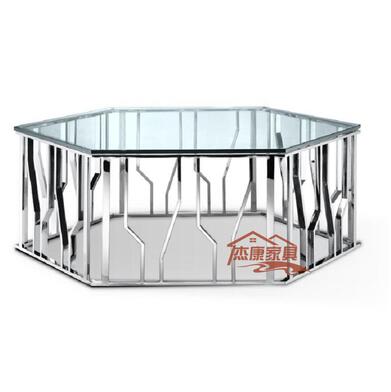 Rose Gold hexagon tea table tempered glass tea table living room sofa table tea table stainless steel coffee table