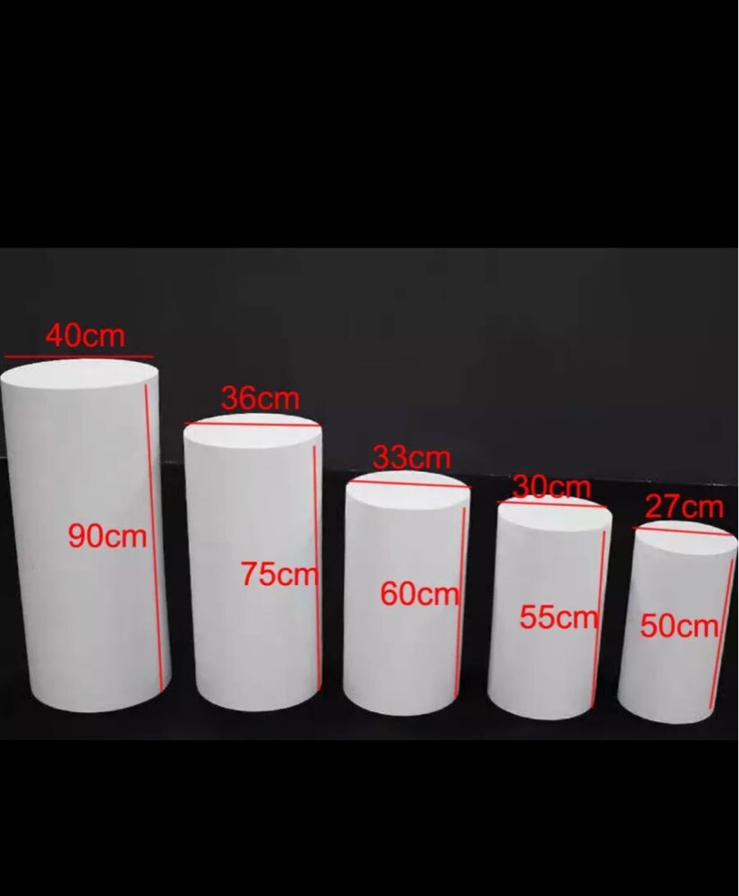 Round Cylinder Plinth Covers Background Elastic Fabric Polyster Customize Size Brown Wood Dessert Table cover