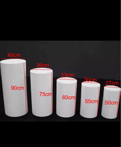 Round Cylinder Plinth Covers Background Elastic Fabric Polyster Customize Size Brown Wood Dessert Table cover