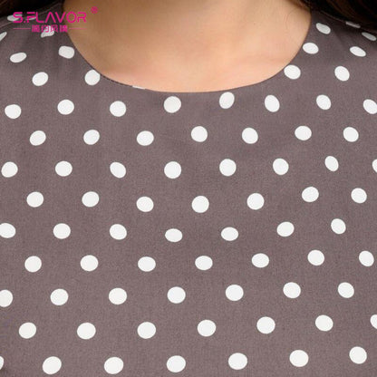 S.FLAVOR 2020 Dress Retro Wave Point Long Dress Women vintage style O neck 3/4 sleeve Elegant vestidos
