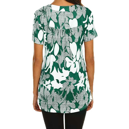 SAGACE Summer Fashion Blouse Women Casual Short Sleeve Print Top Fashion Shirt Ladies Tops Blouse V neck Shirts Blouses Women