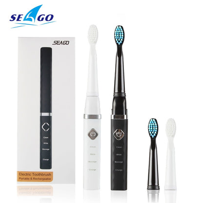 SEAGO Electric Toothbrush Adult USB Rechargeable Sonic Teeth Brush Waterproof With 3 Brush Head Whitening Healthy Gift
