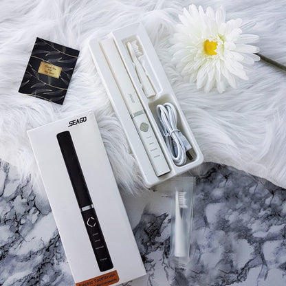 SEAGO Electric Toothbrush Adult USB Rechargeable Sonic Teeth Brush Waterproof With 3 Brush Head Whitening Healthy Gift