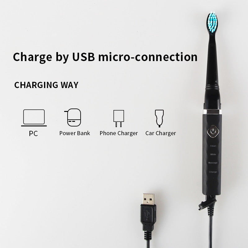 SEAGO Electric Toothbrush Adult USB Rechargeable Sonic Teeth Brush Waterproof With 3 Brush Head Whitening Healthy Gift