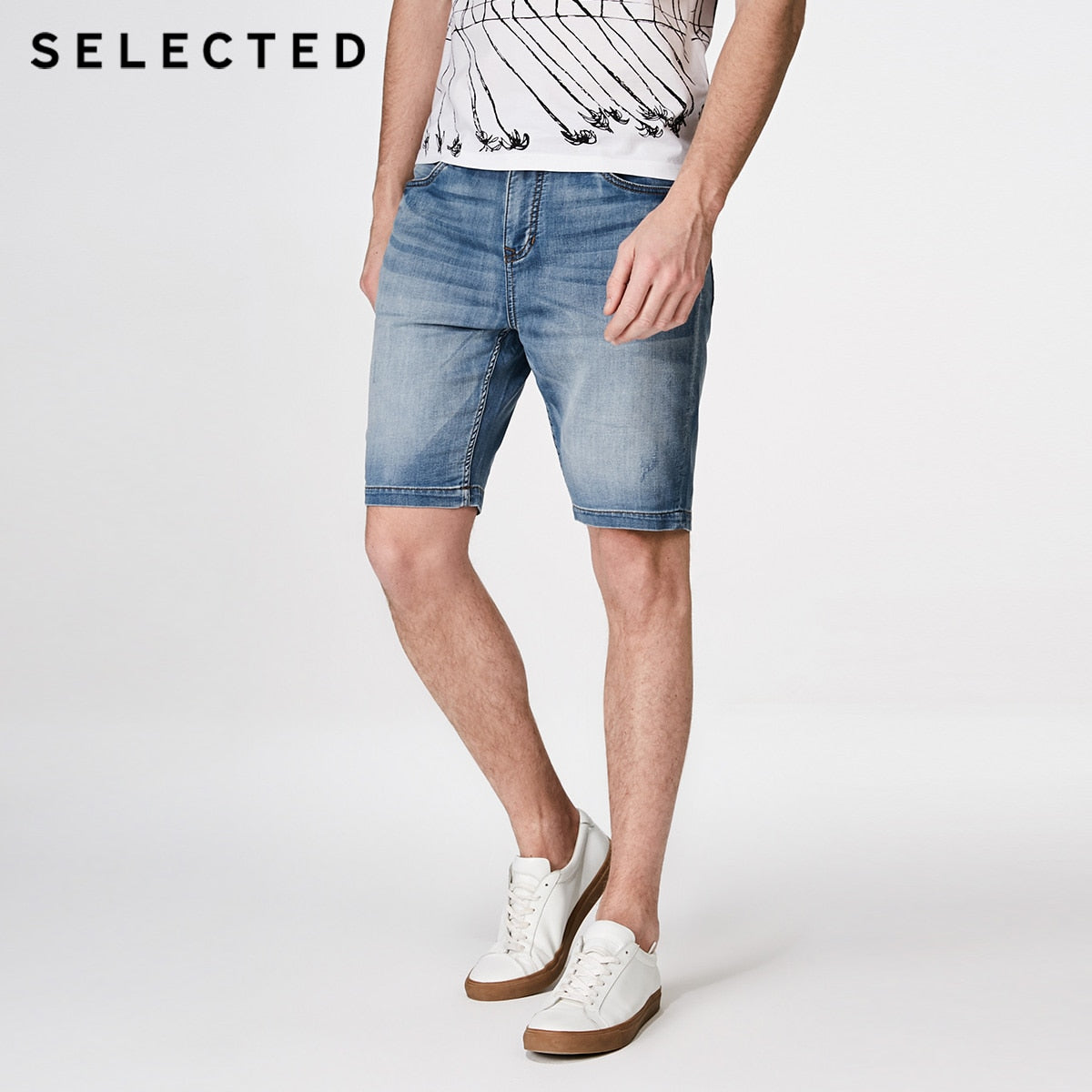 SELECTED Lycra fiber blend cone shape leisure jean  shorts C|4182S3513