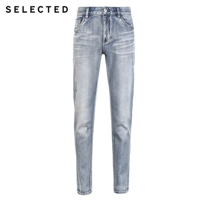 SELECTED Men's Cotton-blend Denim Pants Lycra Slight Stretch Fading Jeans C|419132504