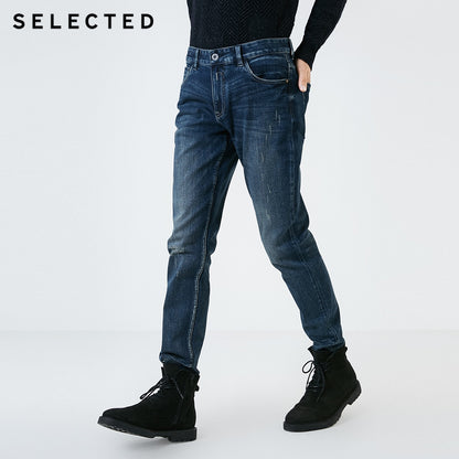 SELECTED Men's Cotton-blend Denim Pants Lycra Slight Stretch Fading Jeans C|419132504