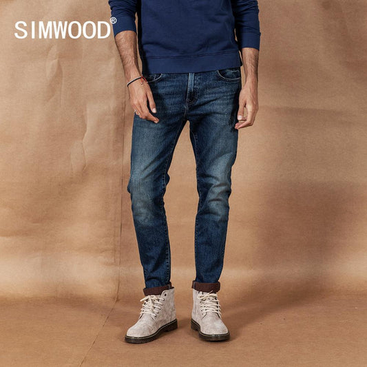 SIMWOOD 2020 spring winter new jeans men fashion ripped high quality plus size brand clothing  denim trousers 190361