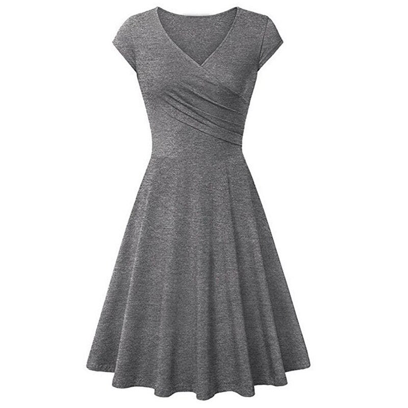 SINGRAIN Summer Women's Dress 2019 V-neck Bodycon Casual dress elastic cotton Sundress Beach Holiday Plus Size Party Dress