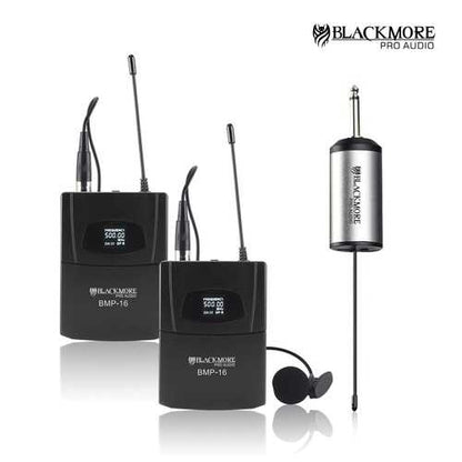 Blackmore Pro Audio BMP-16 Dual Portable Dynamic Lapel Wireless UHF Microphone System