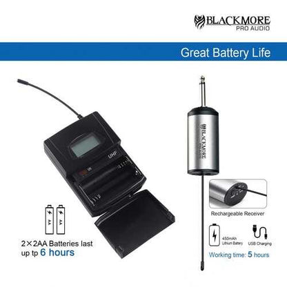 Blackmore Pro Audio BMP-16 Dual Portable Dynamic Lapel Wireless UHF Microphone System