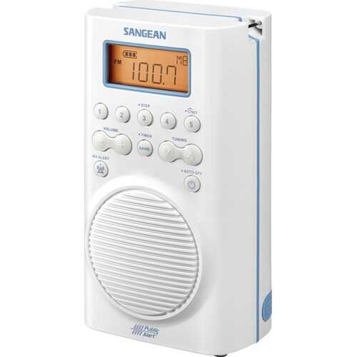 Sangean H205 AM/FM/Weather Alert Waterproof Shower Radio (White)