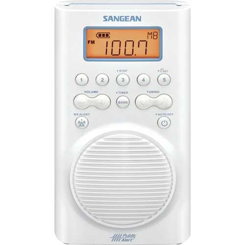Sangean H205 AM/FM/Weather Alert Waterproof Shower Radio (White)