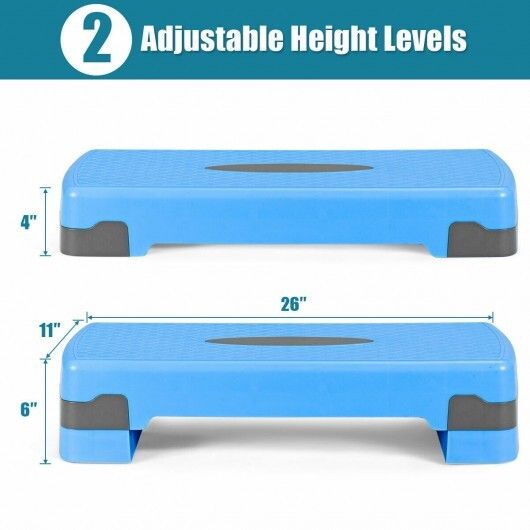 26" Aerobic Exercise Cardio Stepper with Riser-Blue - Color: Blue