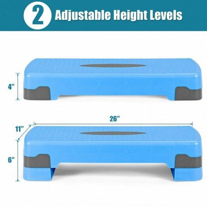 26" Aerobic Exercise Cardio Stepper with Riser-Blue - Color: Blue