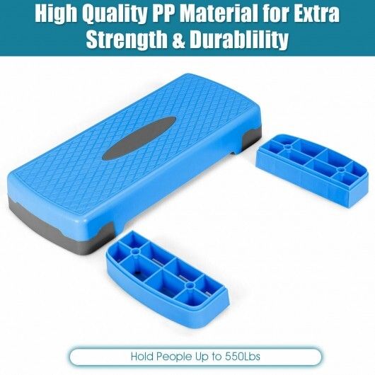 26" Aerobic Exercise Cardio Stepper with Riser-Blue - Color: Blue