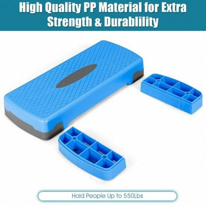 26" Aerobic Exercise Cardio Stepper with Riser-Blue - Color: Blue