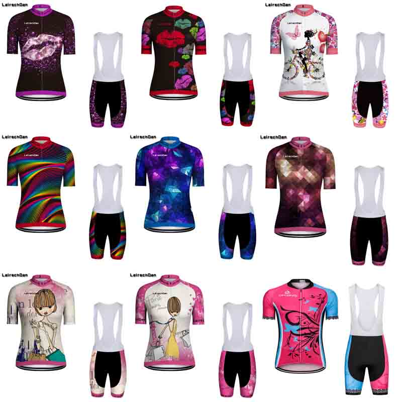 SPTGRVO Lairschdan Coloful MTB Bike Jersey Shorts Set Ropa Ciclismo Women Cycling Clothing Girl Bicycle WearBottom Padded Female