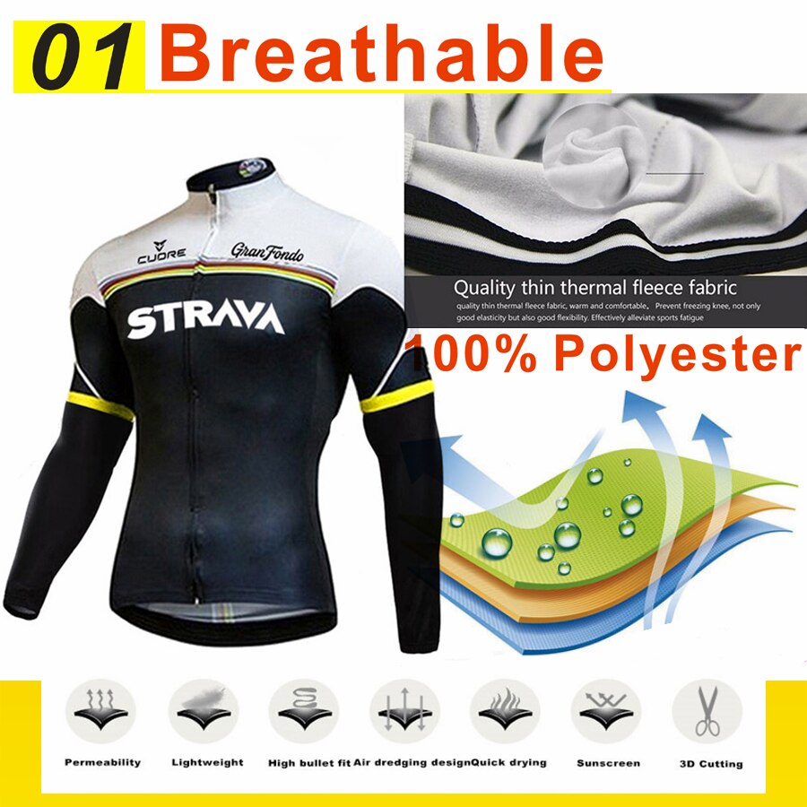 STRAVA 2022 Winter Thermal Fleece Cycling Clothes Men Long Sleeve Jersey Suit Outdoor Riding Bike MTB Clothing Bib Pants Set