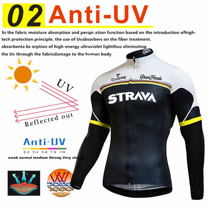STRAVA 2022 Winter Thermal Fleece Cycling Clothes Men Long Sleeve Jersey Suit Outdoor Riding Bike MTB Clothing Bib Pants Set