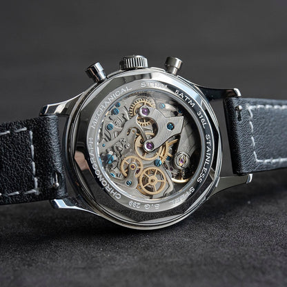 SUGESS Seagull 1963 Movement Chronograph Watch Mechanical 38mm Panda For Men Luminous 5ATM Waterproof Black Dial zegarki męskie