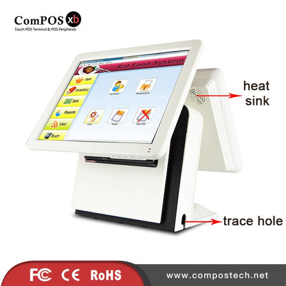 Safe and efficient POS terminal  5 wire resistive screen dual screen POS system with MSR