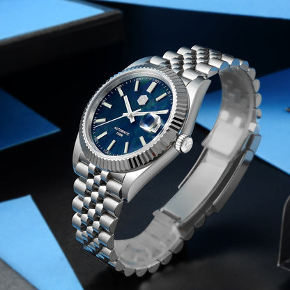 San Martin Men Dress Watch Jubilee Bracelet Retro Classic Luxury Automatic Mechanical Watches Sapphire Cyclops Waterproof 100M
