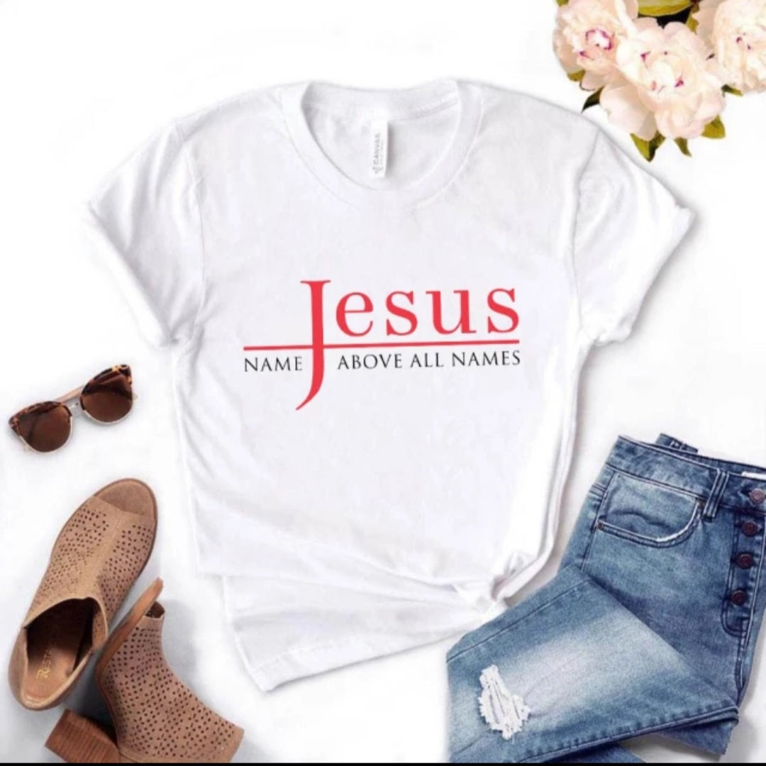Women's Jesus T-shirt: Name Above All Names, El Nombre Sobre Todo Nombre