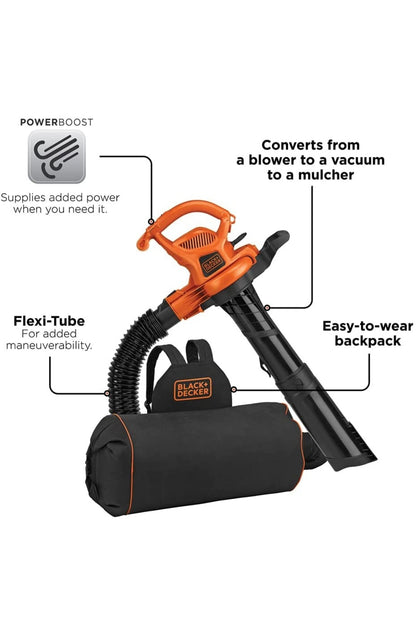 BLACK+DECKER BEBL7000 Back Pack Leaf Blower Vacuum and Mulcher