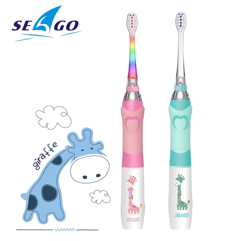 Seago Electric Toothbrush Kid Cartoon Children toothbrush LED Waterproof Soft Bristles Massage Children Electic Toothbrush