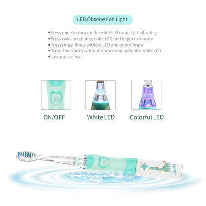 Seago Electric Toothbrush Kid Cartoon Children toothbrush LED Waterproof Soft Bristles Massage Children Electic Toothbrush