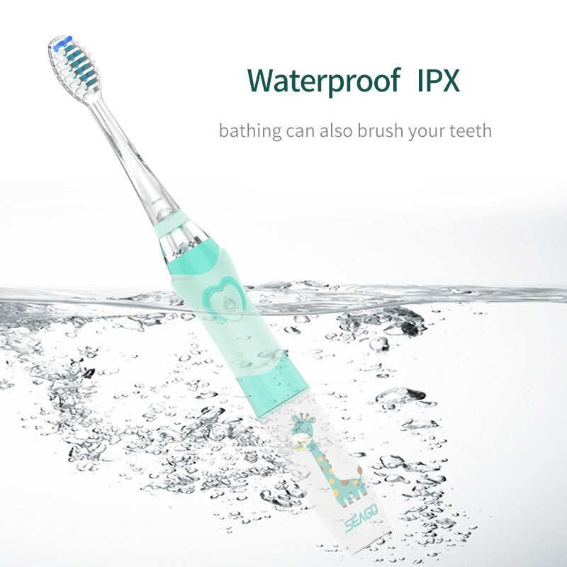 Seago Electric Toothbrush Kid Cartoon Children toothbrush LED Waterproof Soft Bristles Massage Children Electic Toothbrush