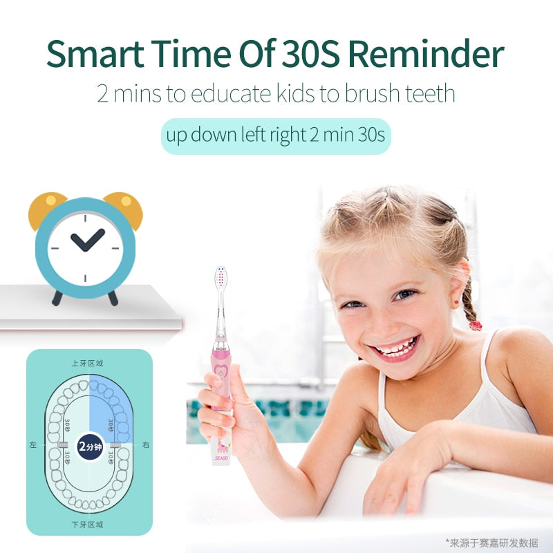 Seago Electric Toothbrush Kid Cartoon Children toothbrush LED Waterproof Soft Bristles Massage Children Electic Toothbrush