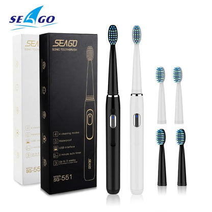 Seago Electric Toothbrush Rechargeable USB Charging Adult with Timer Teeth Whitening with 4 Modes Healthy Gifts