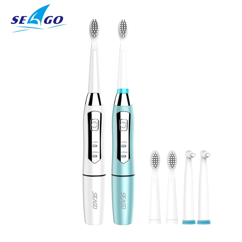Seago Sonic Electric Toothbrush Adult Timer Brush USB Charger Rechargeable Tooth Brushes 3 Replacement Heads Set