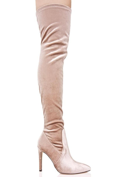 Sestito 2018 Women Sexy Shinning Flock Pointed Toe Slim Over-the-knee Boots Lady Stiletto High Heels Long Boots Girls Zip Shoes