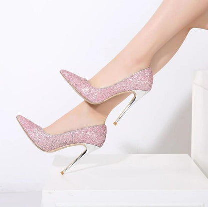 Sestito Hot 2019 Ladies Bling Bling Glitter Gradient Super High Heels Dress Wedding Office Shoes Woman Slip-on Spring Pumps