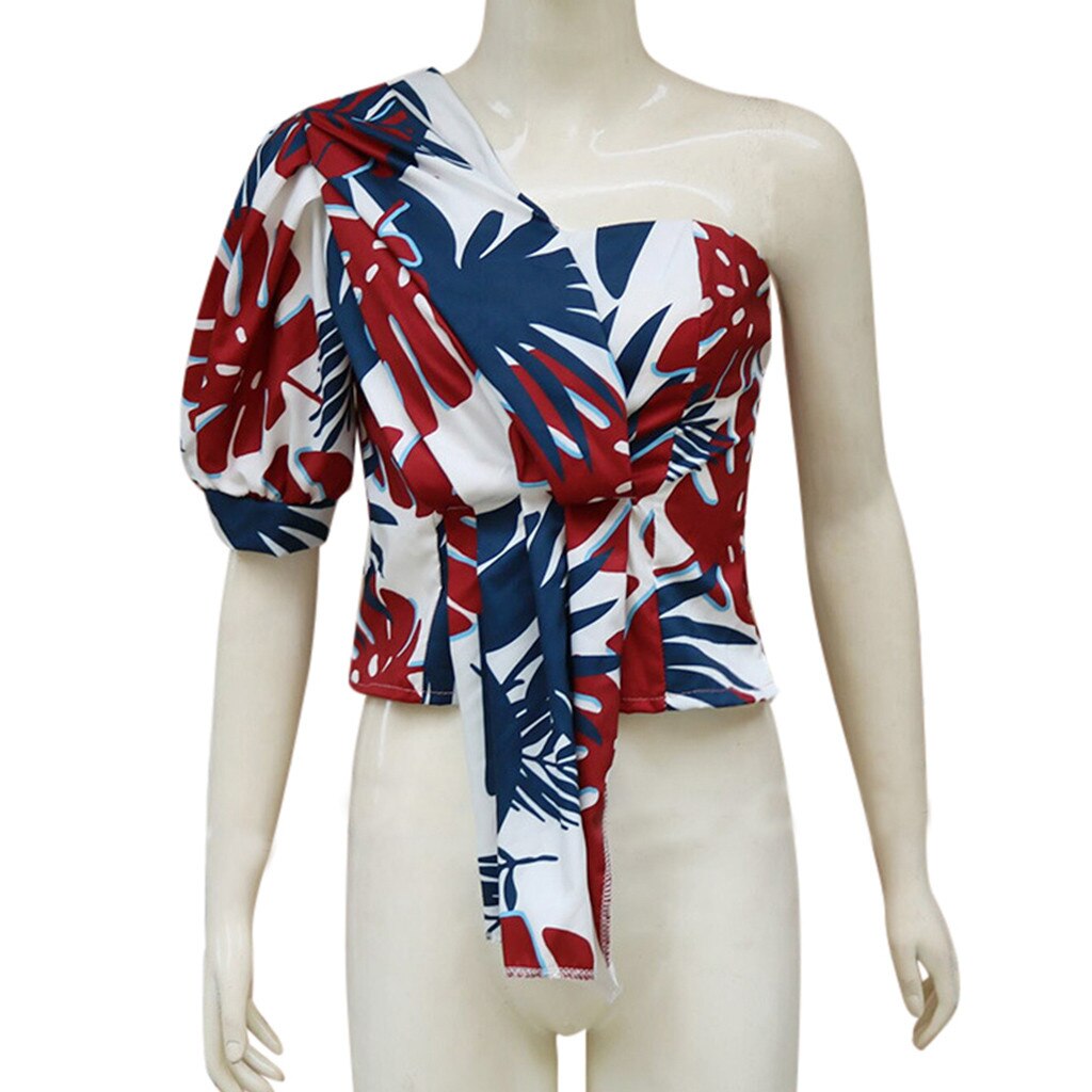 Sexy Feminine Blouse Women Printed One Shoulder Half Sleeve Tops Summer Shirt Blouse Blouses 2020 Women Blusas Mujer De Moda