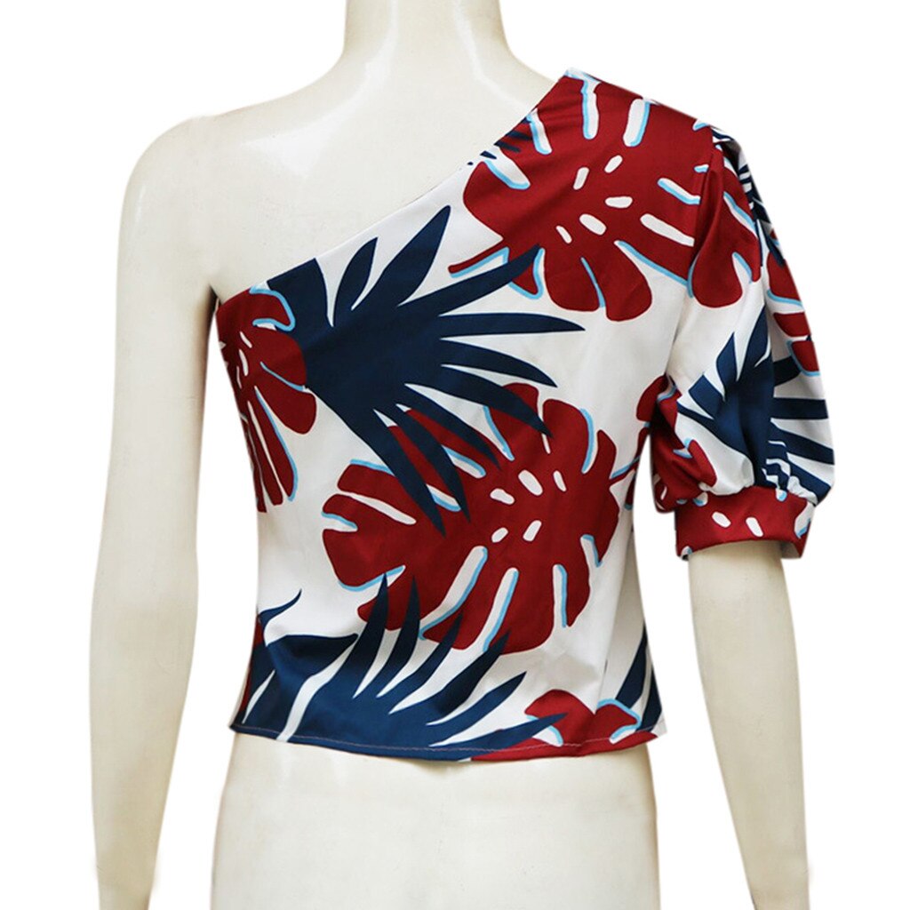 Sexy Feminine Blouse Women Printed One Shoulder Half Sleeve Tops Summer Shirt Blouse Blouses 2020 Women Blusas Mujer De Moda