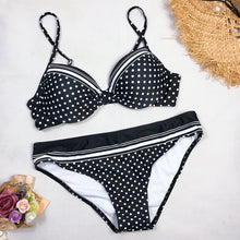 将图片加载到图库查看器，Sexy Swimwear 2021 Bikinis Black  Swimming Suit For Women Dot Polka Swimsuit Padded Push-up Bikini Set
