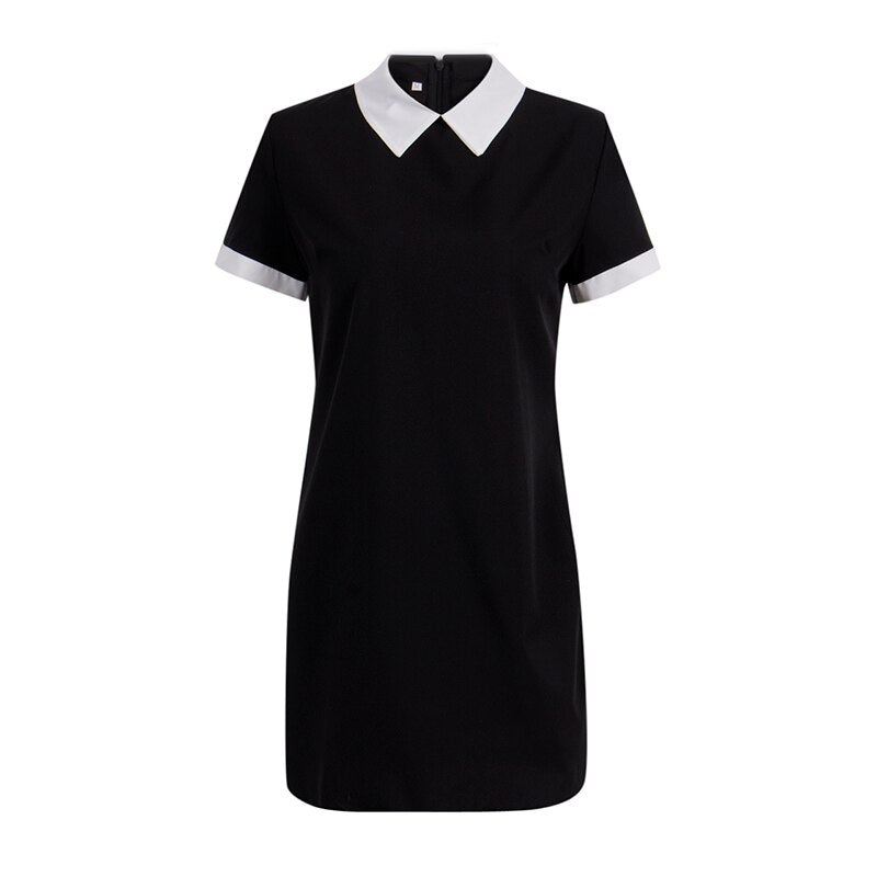 Women's Dress Collar Short Sleeve Solid Female Turn Down Collar Womens Office Dresses Woman Short Mini Dress outfits