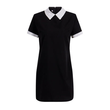Women's Dress Collar Short Sleeve Solid Female Turn Down Collar Womens Office Dresses Woman Short Mini Dress outfits