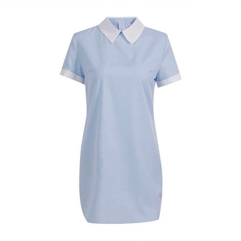 Women's Dress Collar Short Sleeve Solid Female Turn Down Collar Womens Office Dresses Woman Short Mini Dress outfits