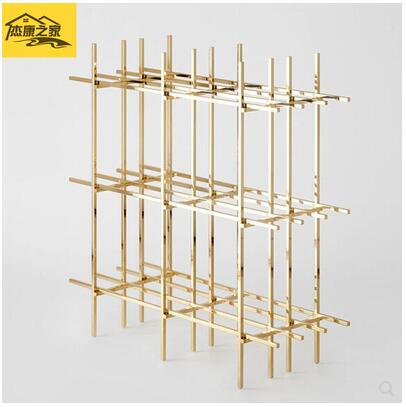 Shelf wine shelf multi-layer lattice decorative Shelf Bookcase jewelry shelf titanium stainless steel display shelf cabinet