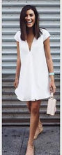 Load image into Gallery viewer, Short Mini Black Dress New Sexy Women Summer Deep V Neck Dresses Casual Plus Size White Summer Clothes
