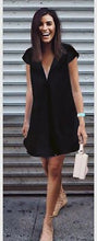 Load image into Gallery viewer, Short Mini Black Dress New Sexy Women Summer Deep V Neck Dresses Casual Plus Size White Summer Clothes

