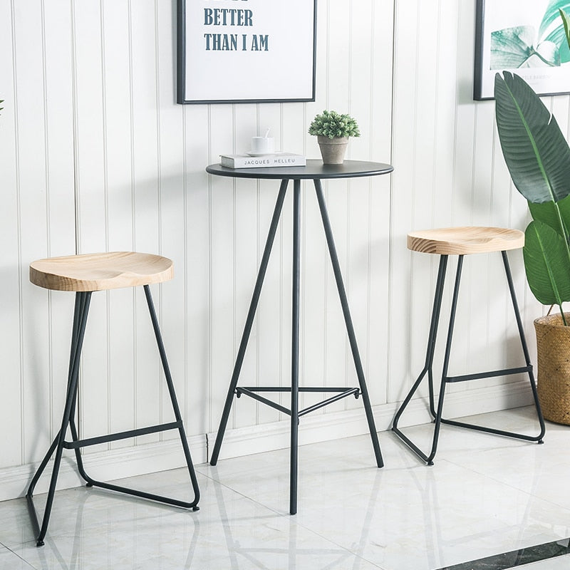 Simple Bar Table And Chair Combination Wrought Iron Home High Foot Small Round Table Balcony Outdoor Leisure Bar Coffee Table
