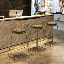 Load image into Gallery viewer, Simple High Chair Simple Wrought Iron Bar Stools Gold Stool Modern Chairs Dining Chair Nordic Leisure Bar Table Chairs
