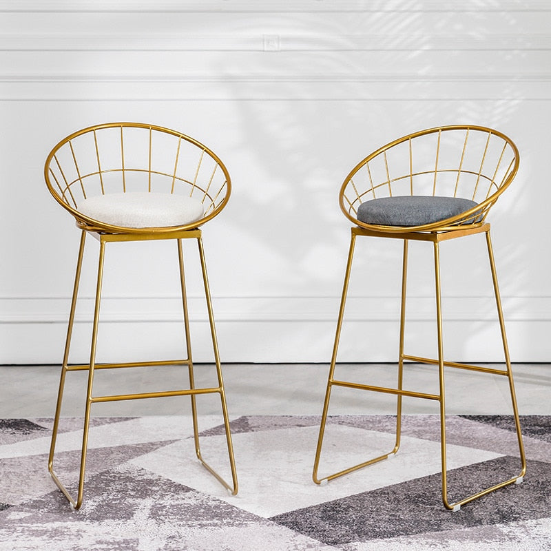 Simple High Chair Simple Wrought Iron Bar Stools Gold Stool Modern Chairs Dining Chair Nordic Leisure Bar Table Chairs